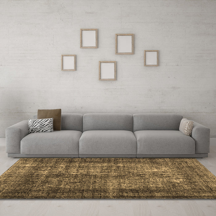 Machine Washable Abstract Brown Contemporary Rug in a Living Room,, wshcon1730brn