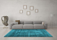 Machine Washable Abstract Light Blue Contemporary Rug, wshcon1730lblu