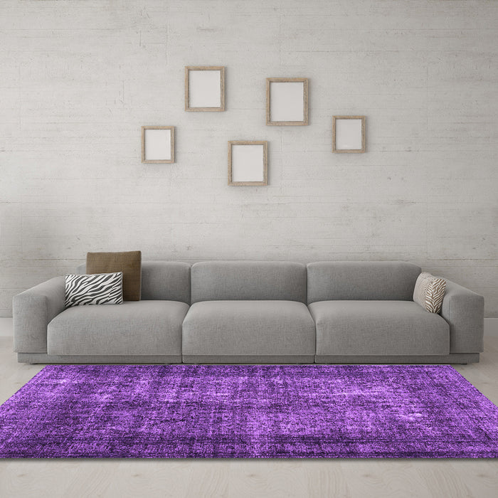 Machine Washable Abstract Purple Contemporary Area Rugs in a Living Room, wshcon1730pur
