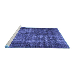 Sideview of Machine Washable Abstract Blue Contemporary Rug, wshcon1730blu