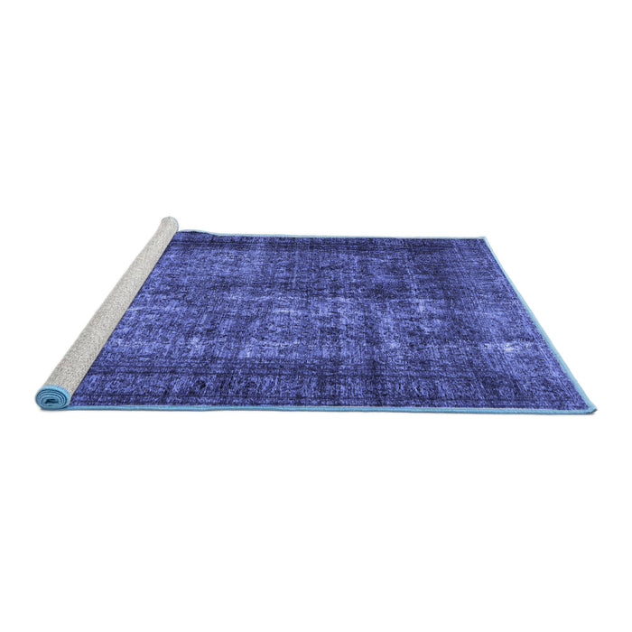 Sideview of Machine Washable Abstract Blue Contemporary Rug, wshcon1730blu