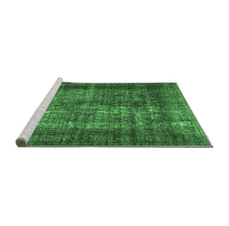 Sideview of Machine Washable Abstract Emerald Green Contemporary Area Rugs, wshcon1730emgrn
