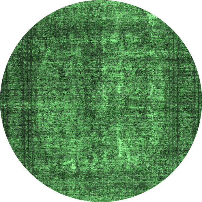Round Abstract Emerald Green Contemporary Rug, con1730emgrn