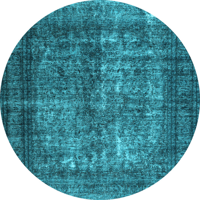 Round Abstract Light Blue Contemporary Rug, con1730lblu