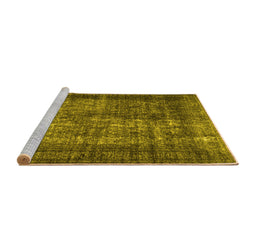 Sideview of Machine Washable Abstract Yellow Contemporary Rug, wshcon1730yw