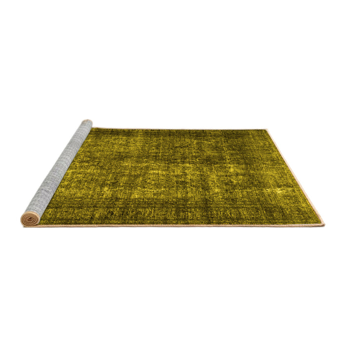 Sideview of Machine Washable Abstract Yellow Contemporary Rug, wshcon1730yw