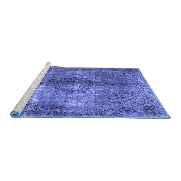 Sideview of Machine Washable Abstract Blue Contemporary Rug, wshcon1731blu