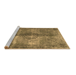 Sideview of Machine Washable Abstract Brown Contemporary Rug, wshcon1731brn