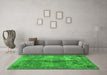 Machine Washable Abstract Green Contemporary Area Rugs in a Living Room,, wshcon1731grn