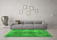 Machine Washable Abstract Green Contemporary Rug, wshcon1731grn