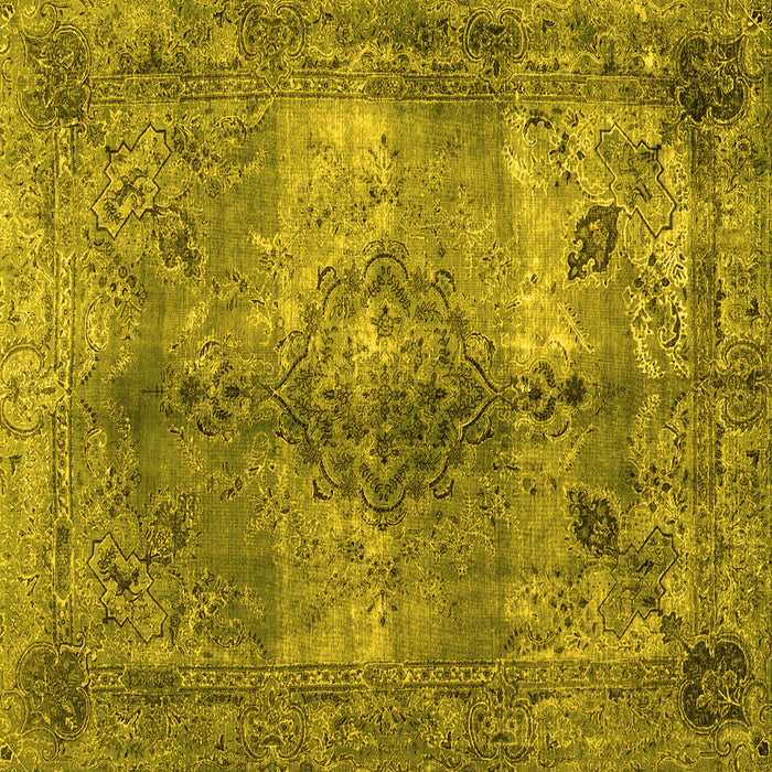 Square Machine Washable Abstract Yellow Contemporary Rug, wshcon1731yw