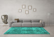 Machine Washable Abstract Turquoise Contemporary Area Rugs in a Living Room,, wshcon1731turq