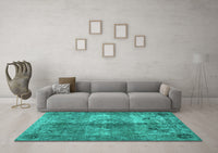 Machine Washable Abstract Turquoise Contemporary Rug, wshcon1731turq