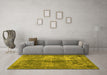 Machine Washable Abstract Yellow Contemporary Rug in a Living Room, wshcon1731yw