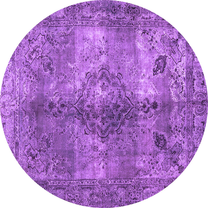 Round Abstract Purple Contemporary Rug, con1731pur