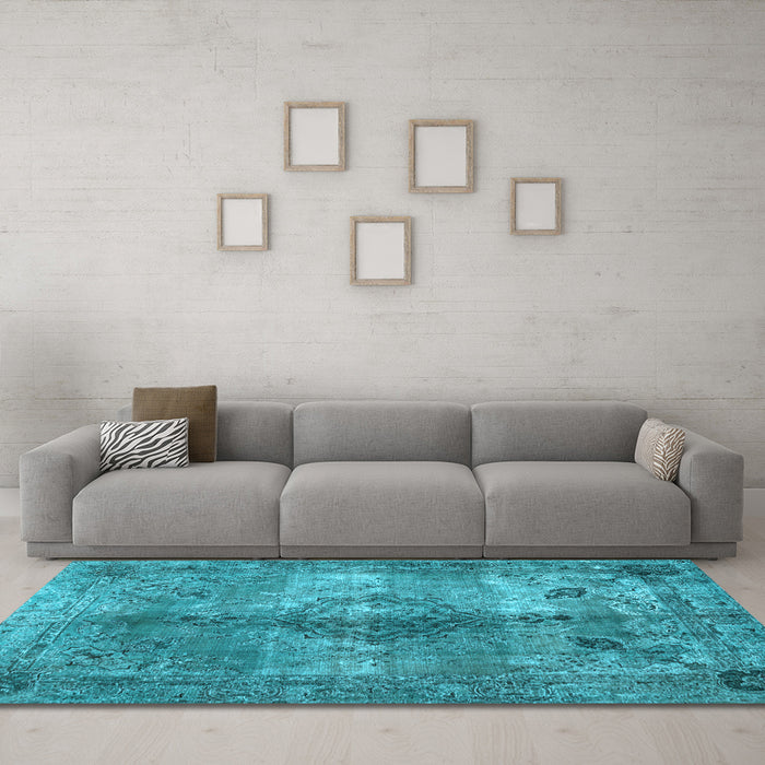 Machine Washable Abstract Light Blue Contemporary Rug in a Living Room, wshcon1731lblu