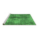 Sideview of Machine Washable Abstract Emerald Green Contemporary Area Rugs, wshcon1731emgrn