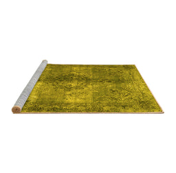 Sideview of Machine Washable Abstract Yellow Contemporary Rug, wshcon1731yw