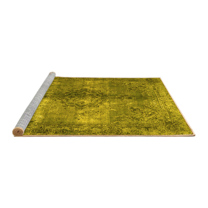 Sideview of Machine Washable Abstract Yellow Contemporary Rug, wshcon1731yw