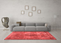 Machine Washable Abstract Red Contemporary Rug, wshcon1731red