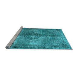 Sideview of Machine Washable Abstract Light Blue Contemporary Rug, wshcon1731lblu