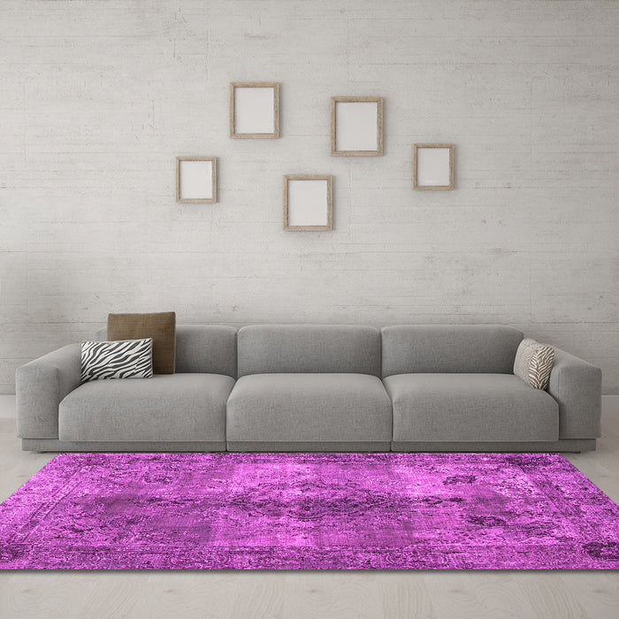 Machine Washable Abstract Pink Contemporary Rug in a Living Room, wshcon1731pnk