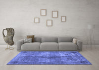 Machine Washable Abstract Blue Contemporary Rug, wshcon1731blu