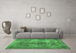 Machine Washable Abstract Emerald Green Contemporary Area Rugs in a Living Room,, wshcon1731emgrn