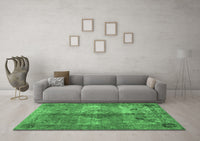 Machine Washable Abstract Emerald Green Contemporary Rug, wshcon1731emgrn