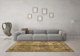 Machine Washable Abstract Brown Contemporary Rug in a Living Room,, wshcon1731brn