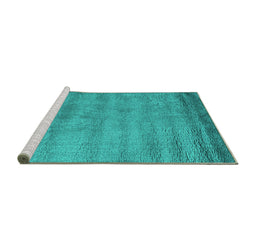 Sideview of Machine Washable Abstract Turquoise Contemporary Area Rugs, wshcon1732turq