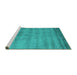 Sideview of Machine Washable Abstract Turquoise Contemporary Area Rugs, wshcon1732turq