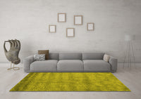 Machine Washable Abstract Yellow Contemporary Rug, wshcon1732yw