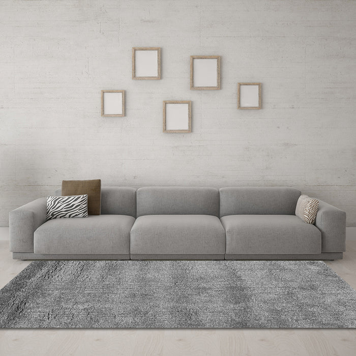 Machine Washable Abstract Gray Contemporary Rug in a Living Room,, wshcon1732gry