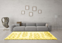 Machine Washable Solid Yellow Modern Rug, wshcon1733yw