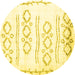 Round Solid Yellow Modern Rug, con1733yw