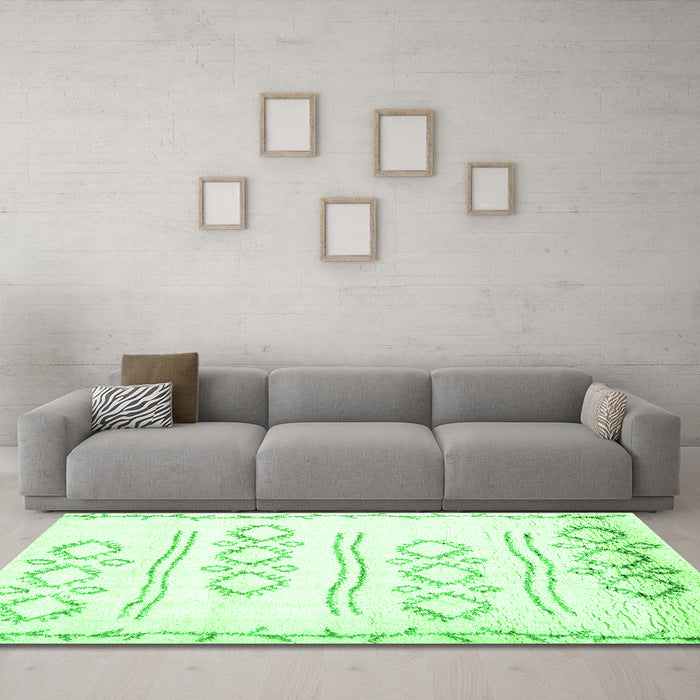 Machine Washable Solid Green Modern Area Rugs in a Living Room,, wshcon1733grn