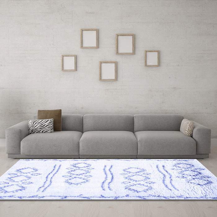 Machine Washable Solid Blue Modern Rug in a Living Room, wshcon1733blu