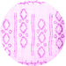 Round Machine Washable Solid Pink Modern Rug, wshcon1733pnk