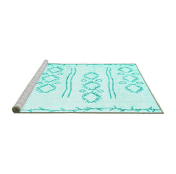 Sideview of Machine Washable Solid Turquoise Modern Area Rugs, wshcon1733turq