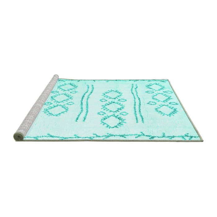 Sideview of Machine Washable Solid Turquoise Modern Area Rugs, wshcon1733turq