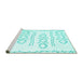 Sideview of Machine Washable Solid Turquoise Modern Area Rugs, wshcon1733turq