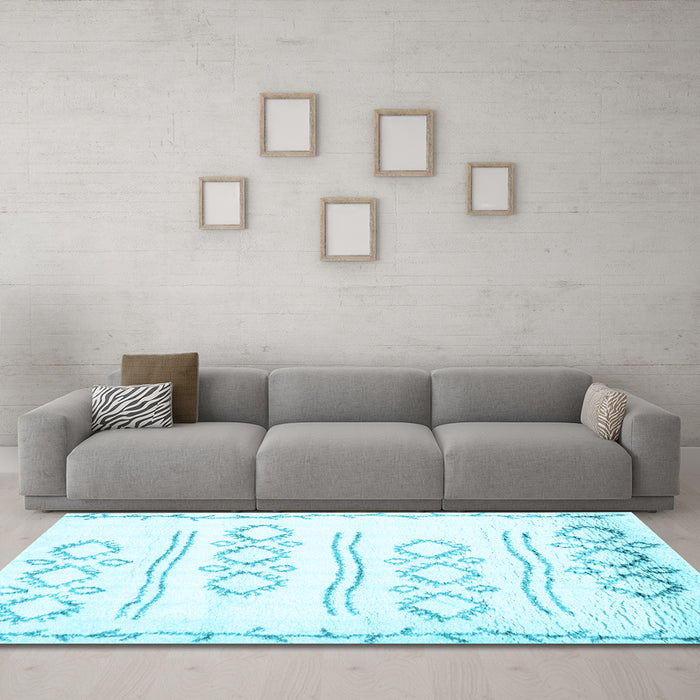 Machine Washable Solid Light Blue Modern Rug in a Living Room, wshcon1733lblu