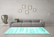 Machine Washable Solid Turquoise Modern Area Rugs in a Living Room,, wshcon1733turq