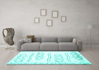 Machine Washable Solid Turquoise Modern Rug, wshcon1733turq