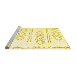 Sideview of Machine Washable Solid Yellow Modern Rug, wshcon1733yw