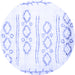 Round Solid Blue Modern Rug, con1733blu