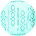 Round Solid Turquoise Modern Rug, con1733turq