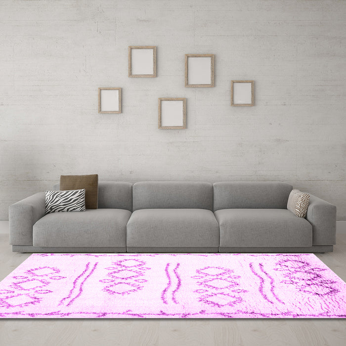 Machine Washable Solid Pink Modern Rug in a Living Room, wshcon1733pnk