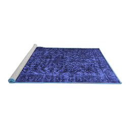 Sideview of Machine Washable Abstract Blue Contemporary Rug, wshcon1734blu